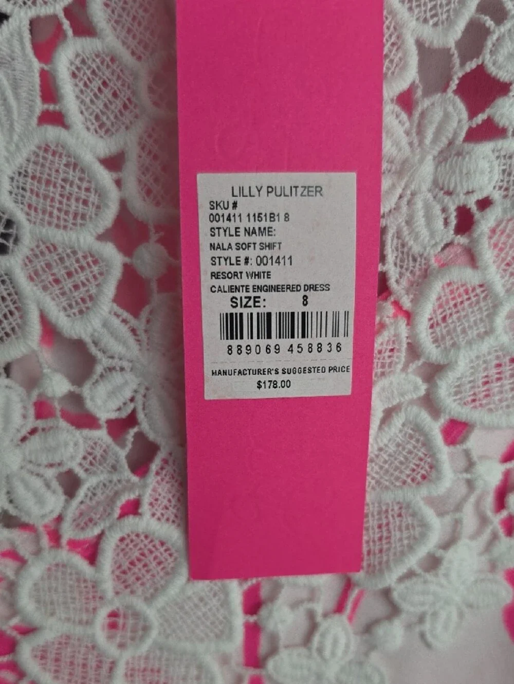 Lilly Pulitzer Nala Soft Shift Reaort White Caliente Engineered Dress Size 8